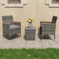 vidaXL 3 Piece Bistro Set Poly Rattan and Tempered Glass Gray