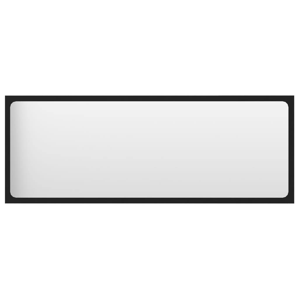 Vidaxl Bathroom Mirror 39.4"X0.6"X14.6" In Black | Modern Style Wall Decorative Mirror | Sturdy Engineered Wood And Acrylic Material