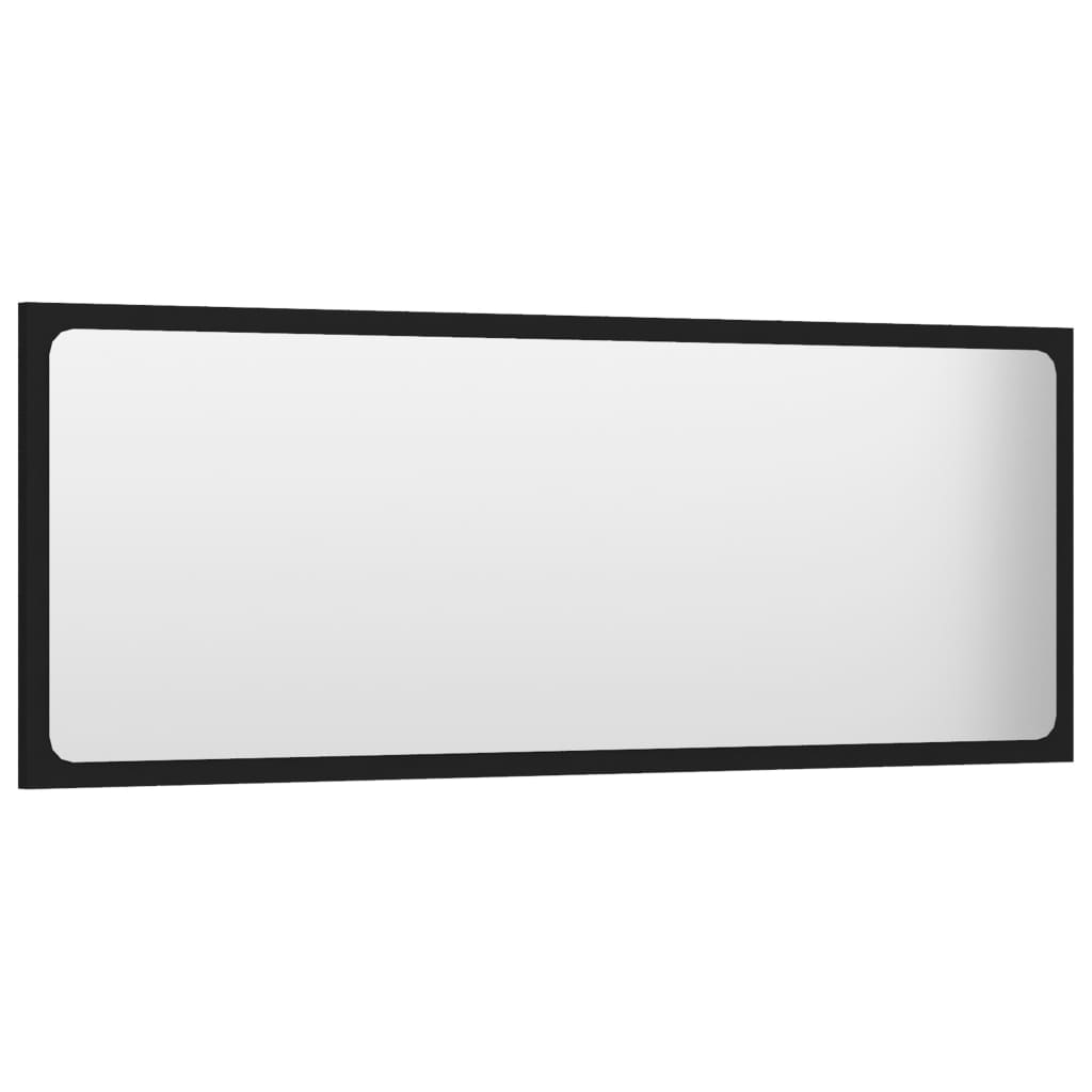 Vidaxl Bathroom Mirror 39.4"X0.6"X14.6" In Black | Modern Style Wall Decorative Mirror | Sturdy Engineered Wood And Acrylic Material