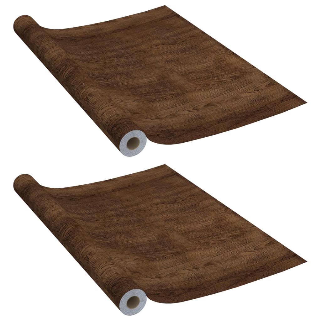 Vidaxl 2X Self-Adhesive Furniture Films Home Garden Indoor Outdoor Terrace Balcony Backyard Window Treatment Film Decor Dark Oak Pvc