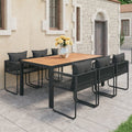 vidaXL 7 Piece Patio Dining Set PVC Rattan Black and Brown