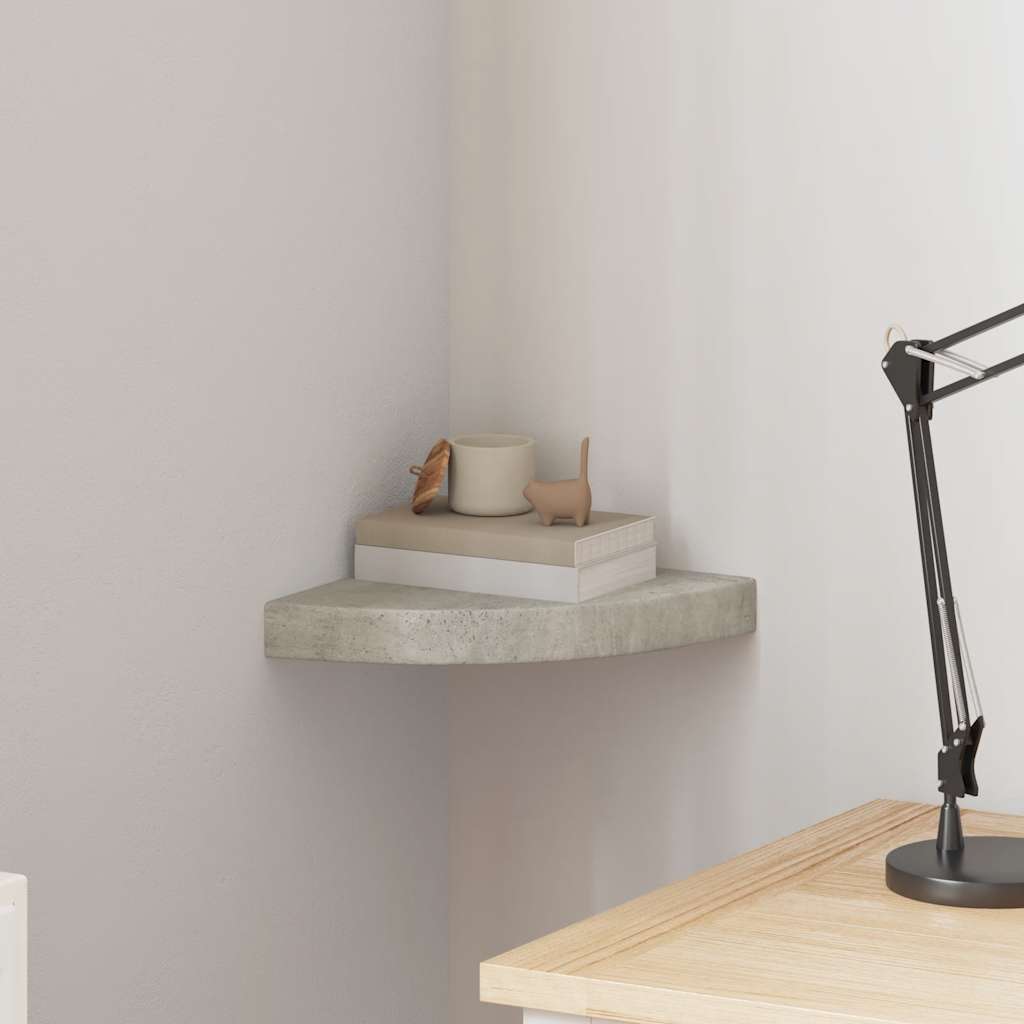 vidaXL Wall Corner Shelf Concrete Gray 9.8x9.8x1.4 MDF