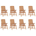 vidaXL Reclining Patio Chairs 8 pcs Solid Teak Wood
