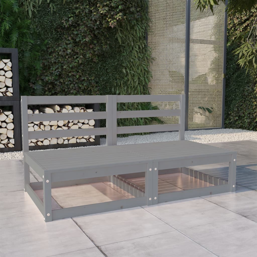 vidaXL Patio 2-Seater Sofa Gray Solid Pinewood