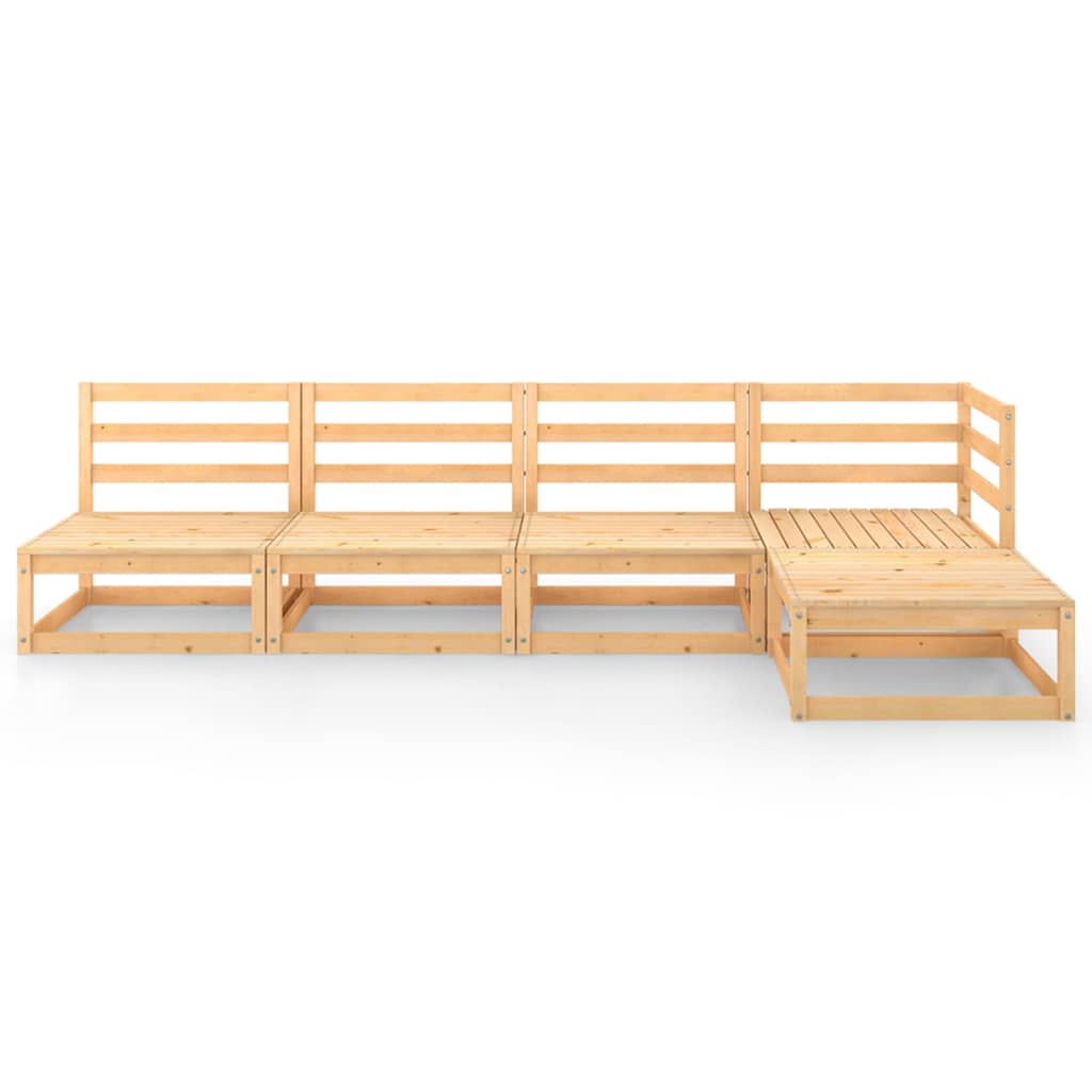 vidaXL Solid Pinewood Patio Lounge Set 5 Piece Garden Outdoor Lawn Yard Terrace Balcony Wooden Seat Seating Sitting Chair Furniture