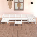 vidaXL 8 Piece Patio Lounge Set White Solid Pinewood