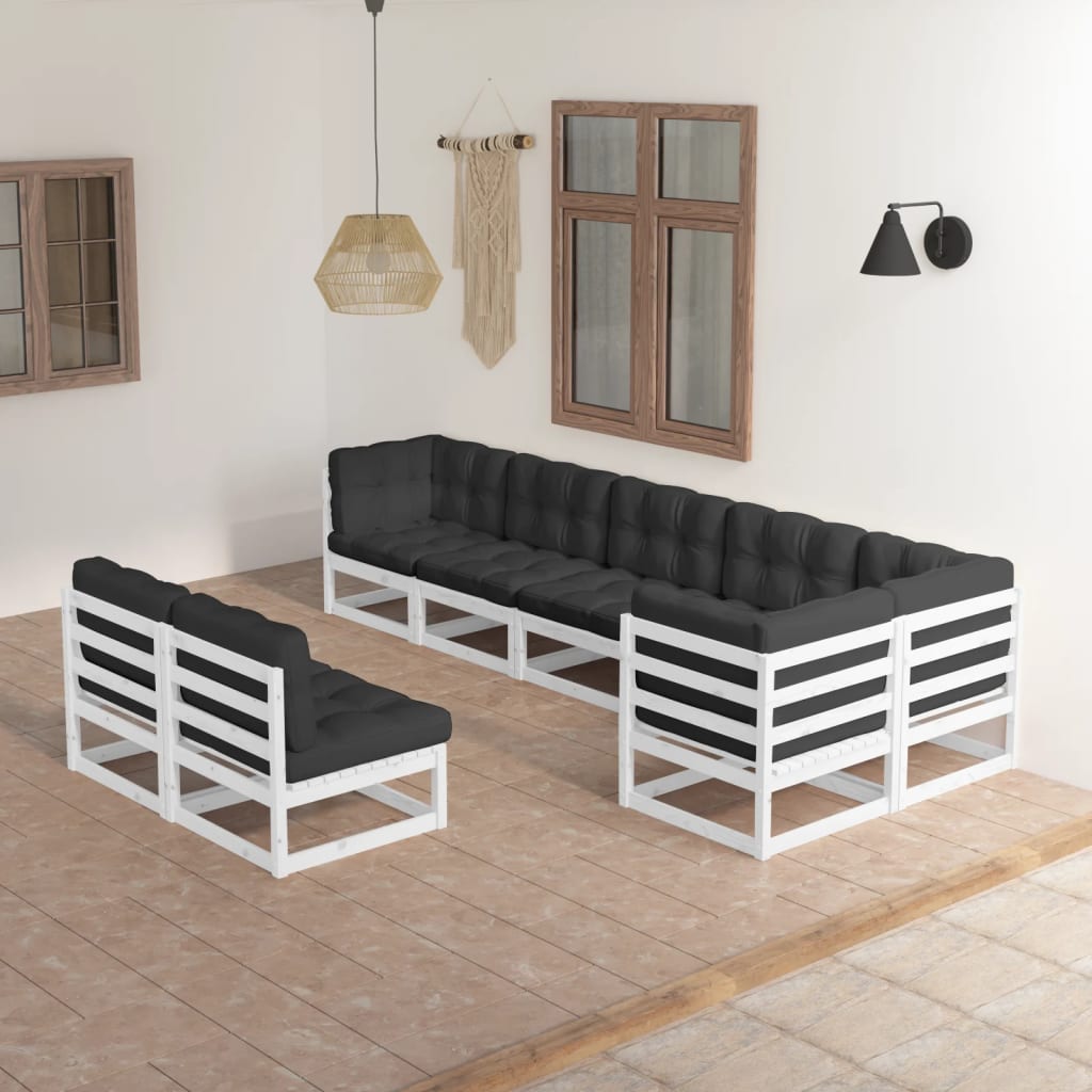 vidaXL 8 Piece Garden Lounge Set with Cushions Solid Pinewood