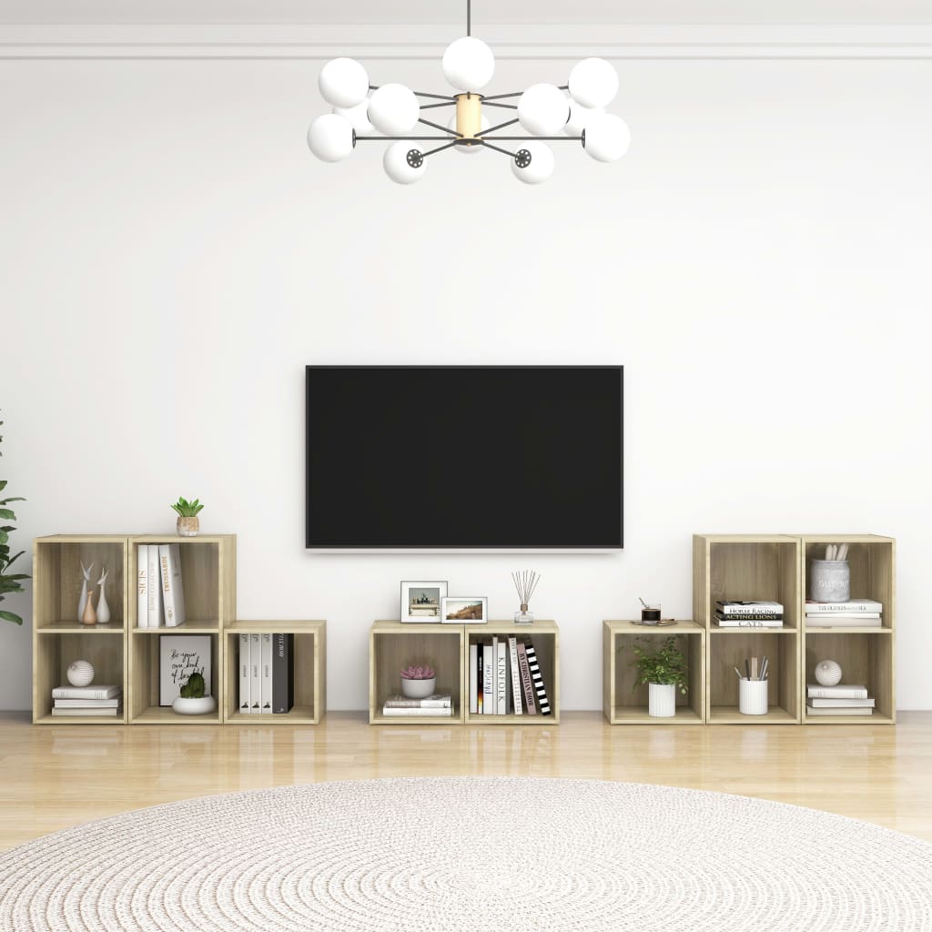 vidaXL 8 Piece TV Cabinet Set Sonoma Oak Engineered Wood
