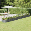 vidaXL Garden Raised Bed Powder-coated Steel 244.1x31.5x14.2 Gray