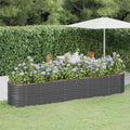 vidaXL Garden Raised Bed Powder-coated Steel 144.9x31.5x26.8 Anthracite