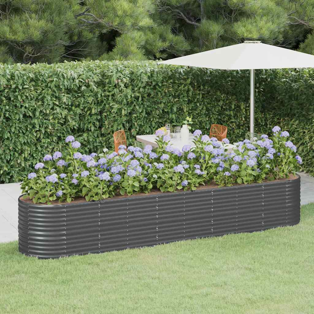 vidaXL Garden Raised Bed Powder-coated Steel 144.9x31.5x26.8 Anthracite