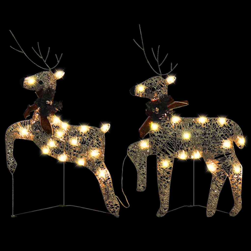 Vidaxl 2-Piece Glowing Christmas Reindeer, Warm White Led Lights, 8 Lighting Modes, Weather-Resistant For Outdoor & Indoor Holiday Yard Decor, With Removable Neck Decoration