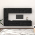 vidaXL TV Cabinets 6 pcs Black Solid Wood Pine