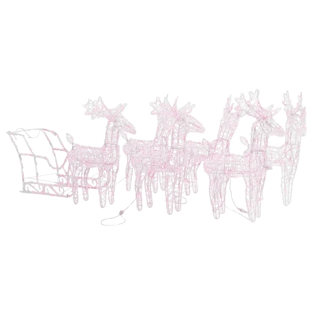 Vidaxl Festive Christmas Yard Decoration - Acrylic Reindeers & Sleigh With 320 Energy-Efficient Led Lights - Indoor/Outdoor - Easy Assembly