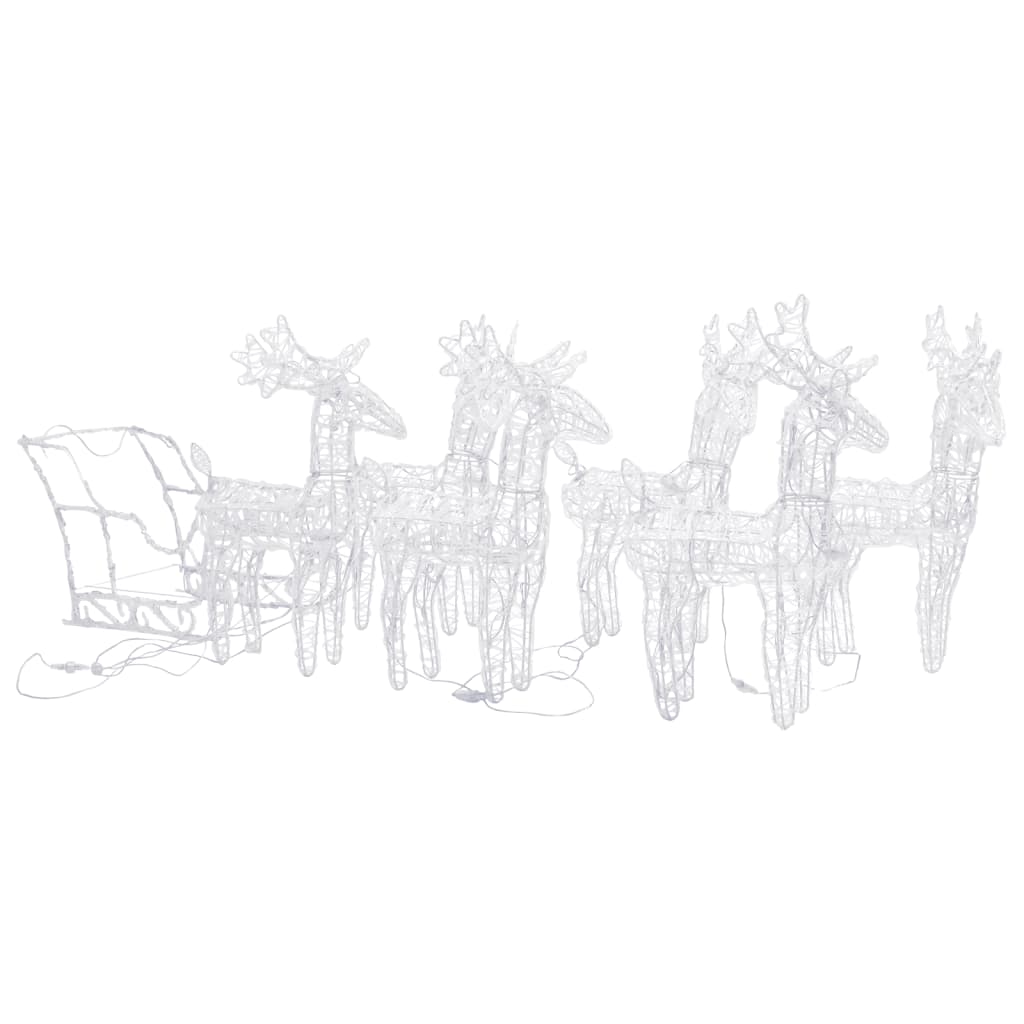 Vidaxl Festive Christmas Yard Decoration - Acrylic Reindeers & Sleigh With 320 Energy-Efficient Led Lights - Indoor/Outdoor - Easy Assembly