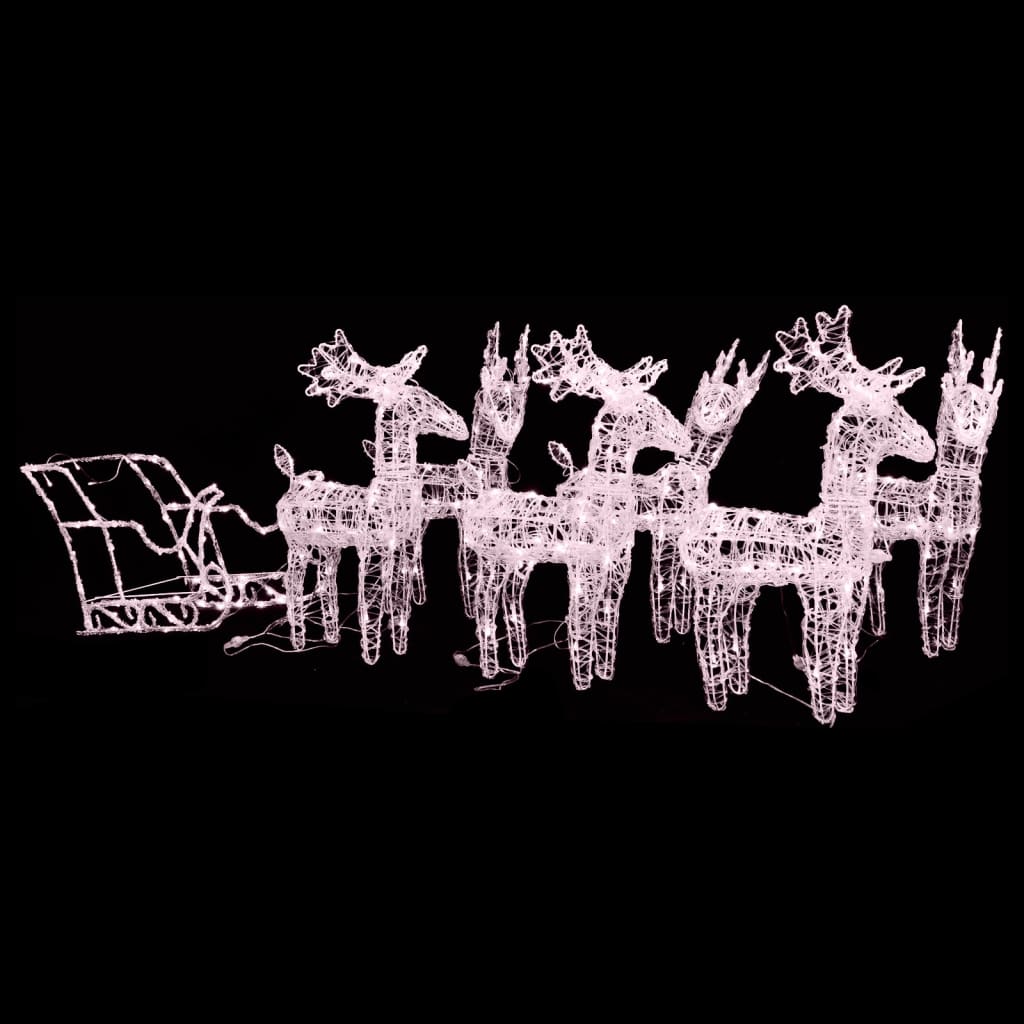 Vidaxl Festive Christmas Yard Decoration - Acrylic Reindeers & Sleigh With 320 Energy-Efficient Led Lights - Indoor/Outdoor - Easy Assembly