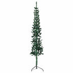 Vidaxl Slim Artificial Half Christmas Tree With Stand, Lifelike Pvc Green Xmas Tree, Space-Saving Design, Durable And Reusable Decor, Easy Assembly, Perfect For Limited Spaces