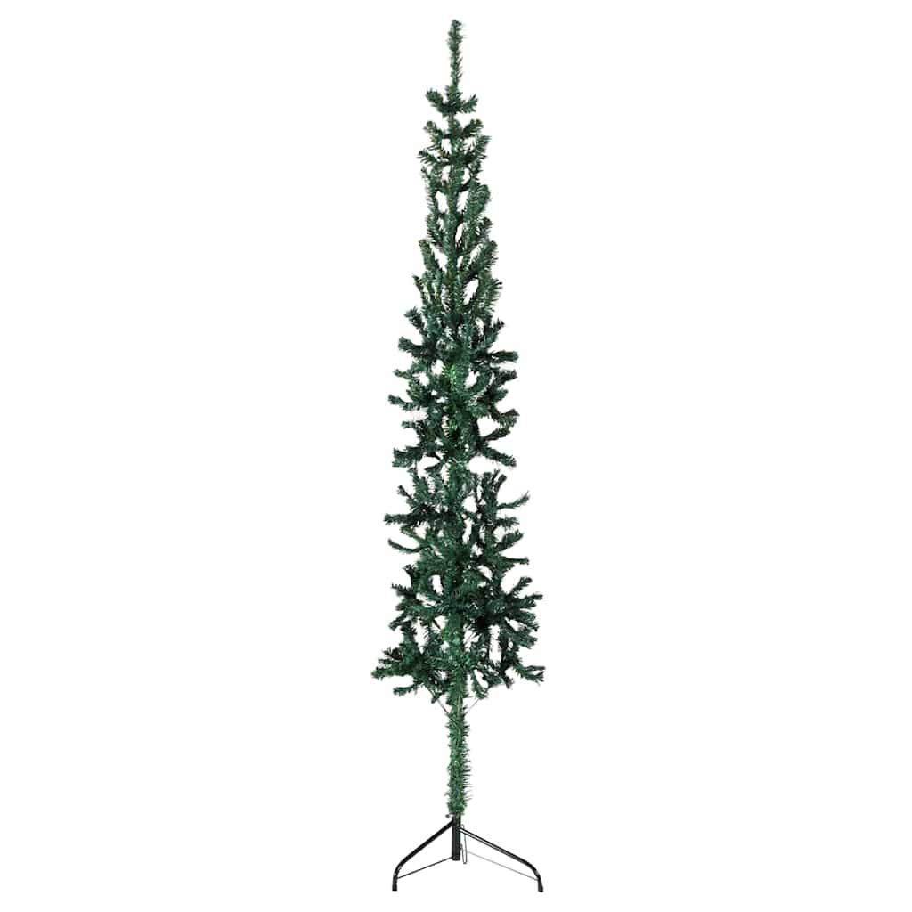 Vidaxl Slim Artificial Half Christmas Tree With Stand, Lifelike Pvc Green Xmas Tree, Space-Saving Design, Durable And Reusable Decor, Easy Assembly, Perfect For Limited Spaces