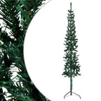 Vidaxl Slim Artificial Half Christmas Tree With Stand, Lifelike Pvc Green Xmas Tree, Space-Saving Design, Durable And Reusable Decor, Easy Assembly, Perfect For Limited Spaces