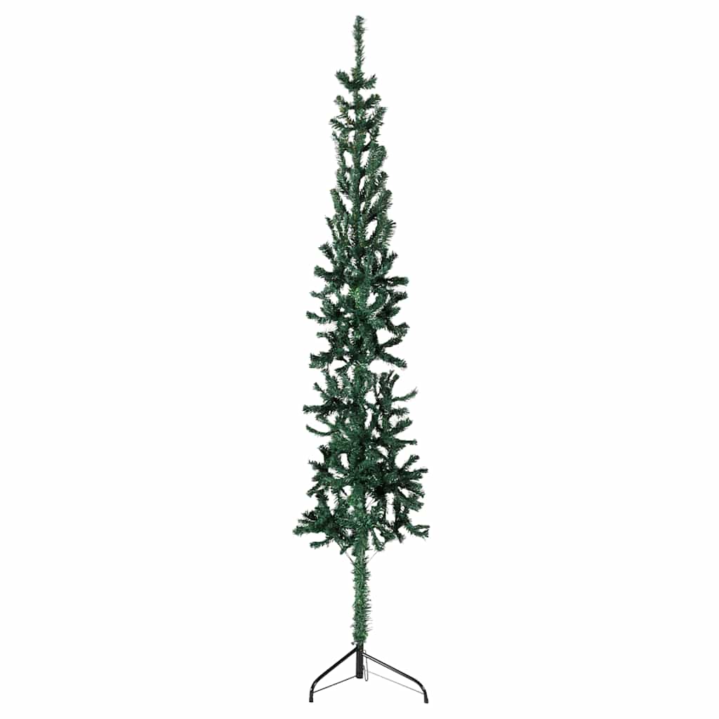 Vidaxl Slim Artificial Half Christmas Tree With Stand, Lifelike Pvc Green Xmas Tree, Space-Saving Design, Durable And Reusable Decor, Easy Assembly, Perfect For Limited Spaces