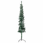 Vidaxl Slim Artificial Half Christmas Tree With Stand, Lifelike Pvc Green Xmas Tree, Space-Saving Design, Durable And Reusable Decor, Easy Assembly, Perfect For Limited Spaces