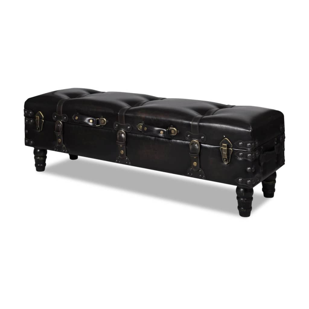 vidaXL Storage Bench 43.7 Dark Brown Solid Wood Pine&Faux Leather