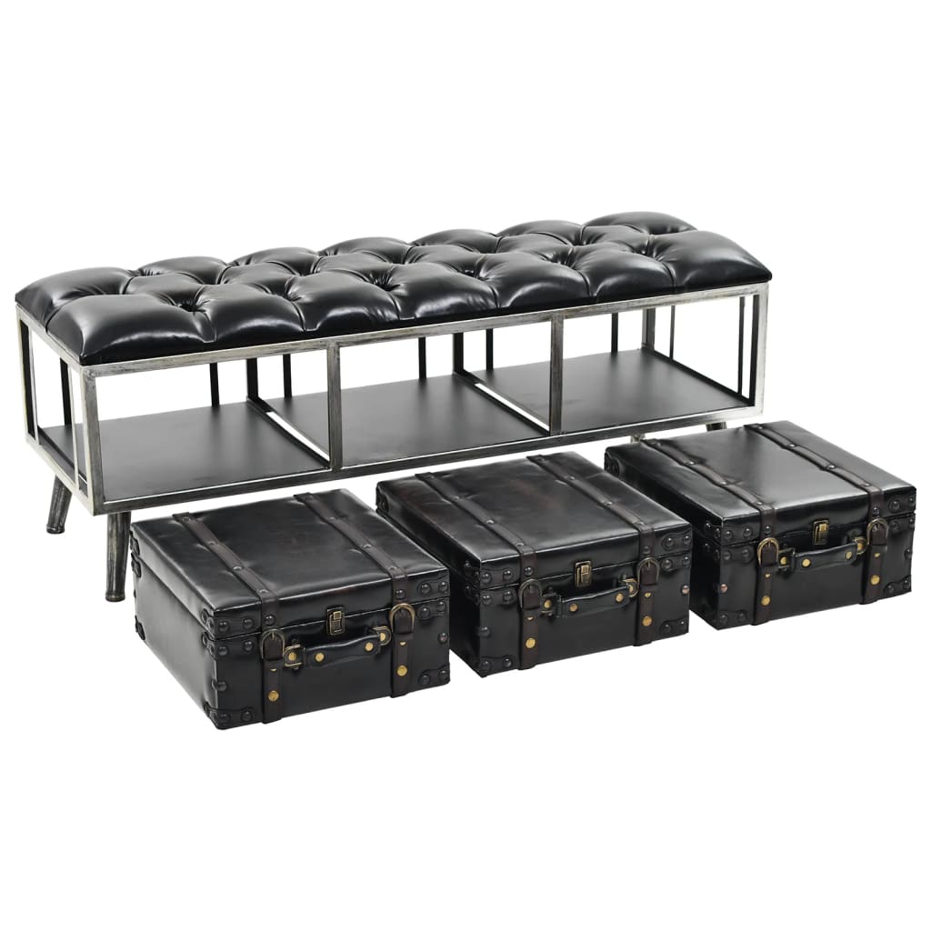Vidaxl Storage Bench 43.3 Black Faux Leather