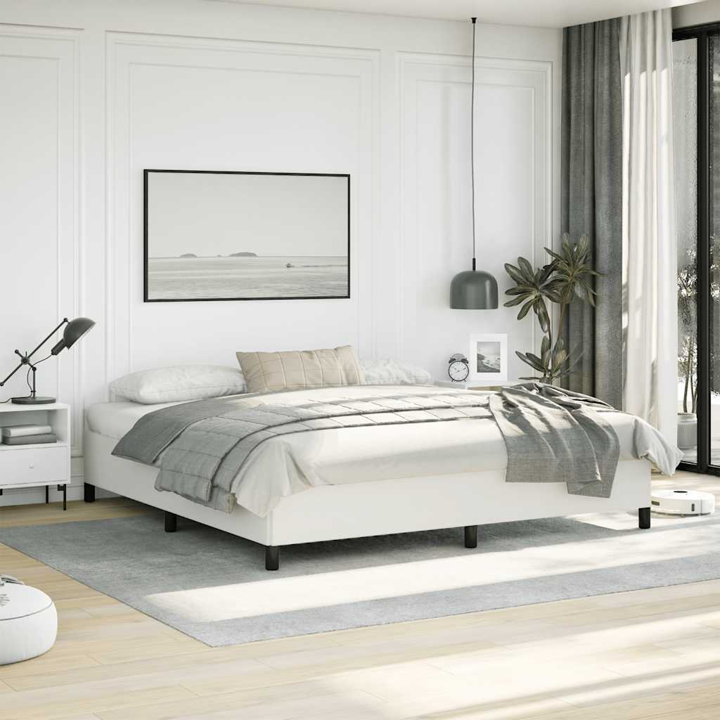 vidaXL Bed Frame White 76''x79.9'' King Faux Leather