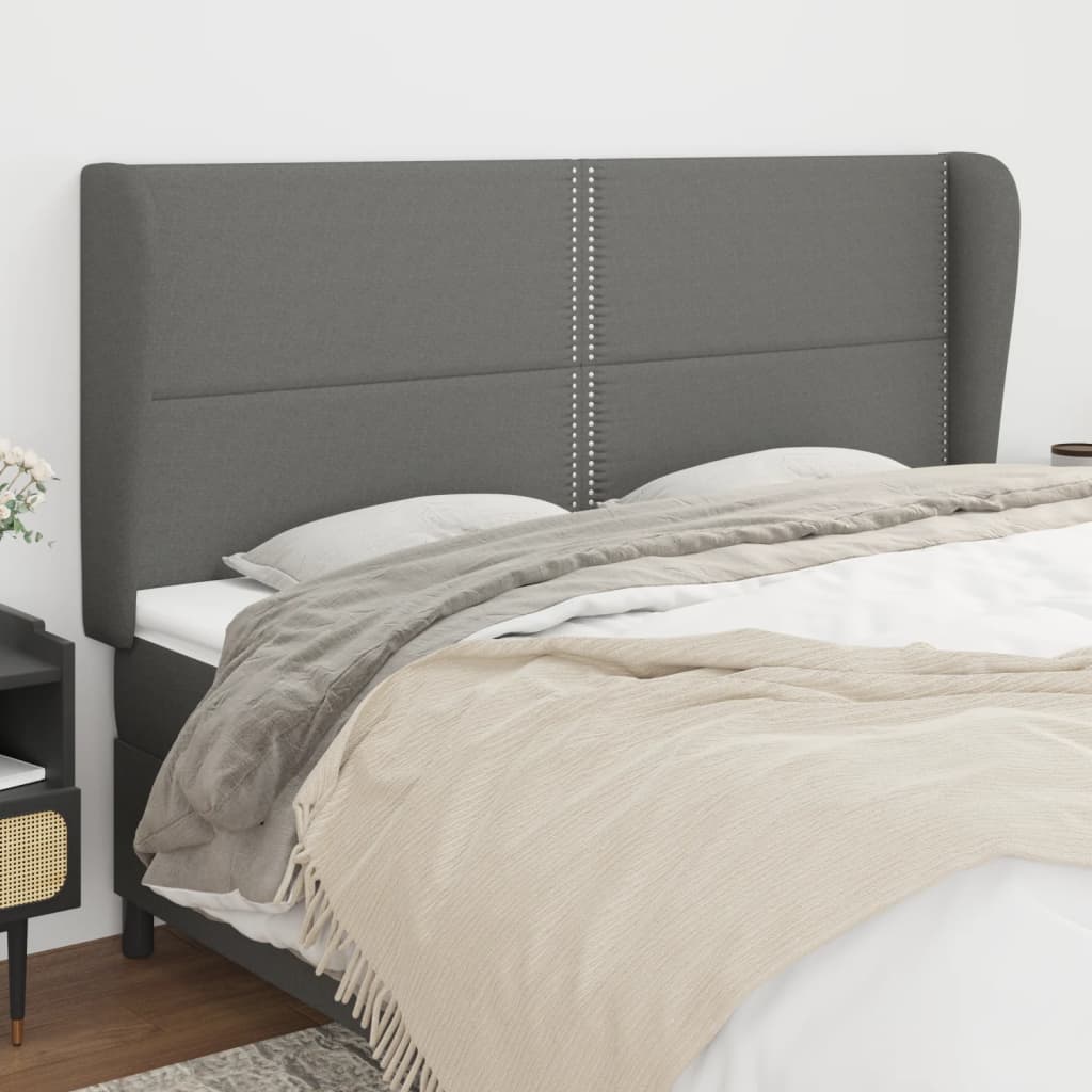 vidaXL Headboard with Ears Dark Gray 64.2x9.1x46.550.4 Fabric