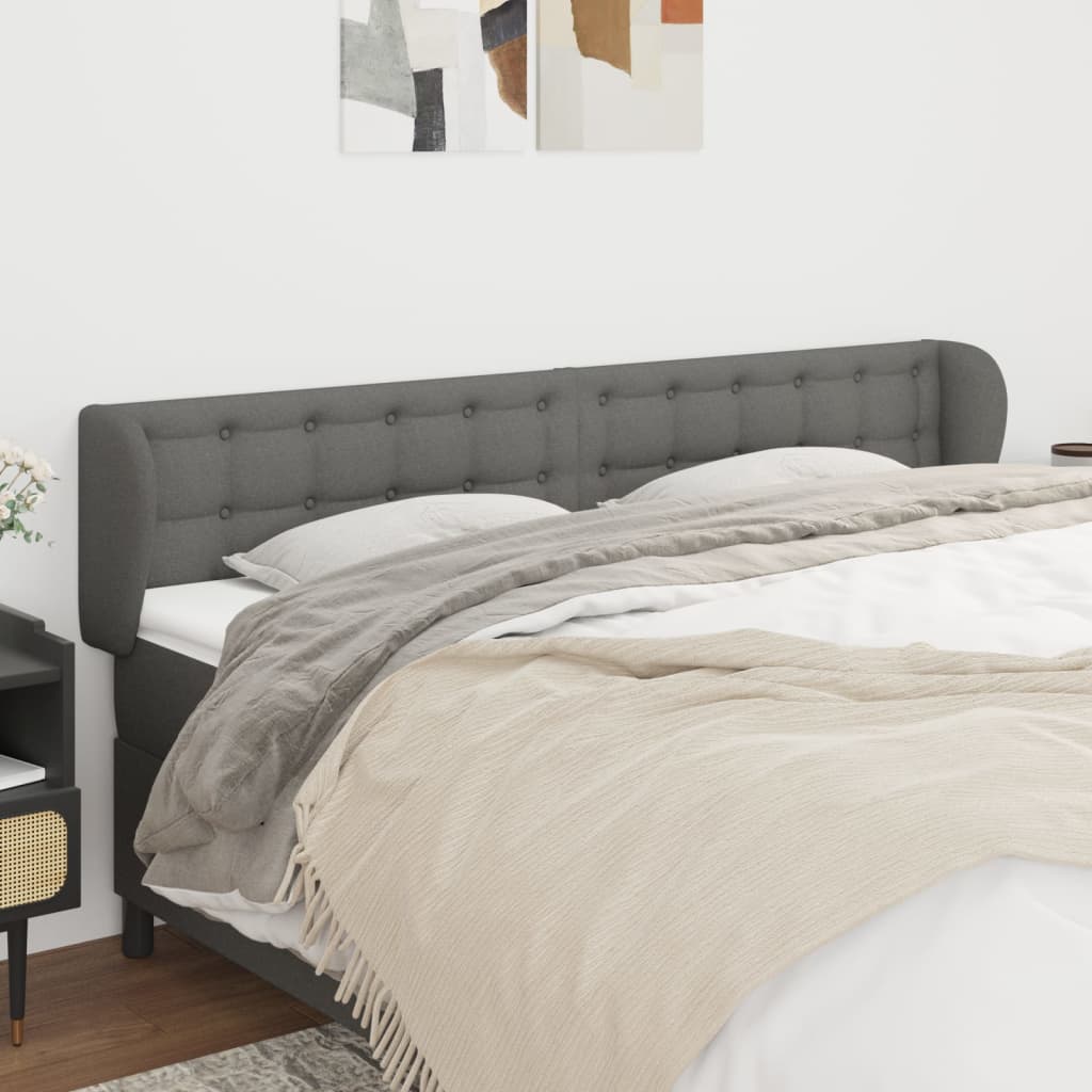 vidaXL Headboard with Ears Dark Gray 64.2x9.1x30.734.6 Fabric