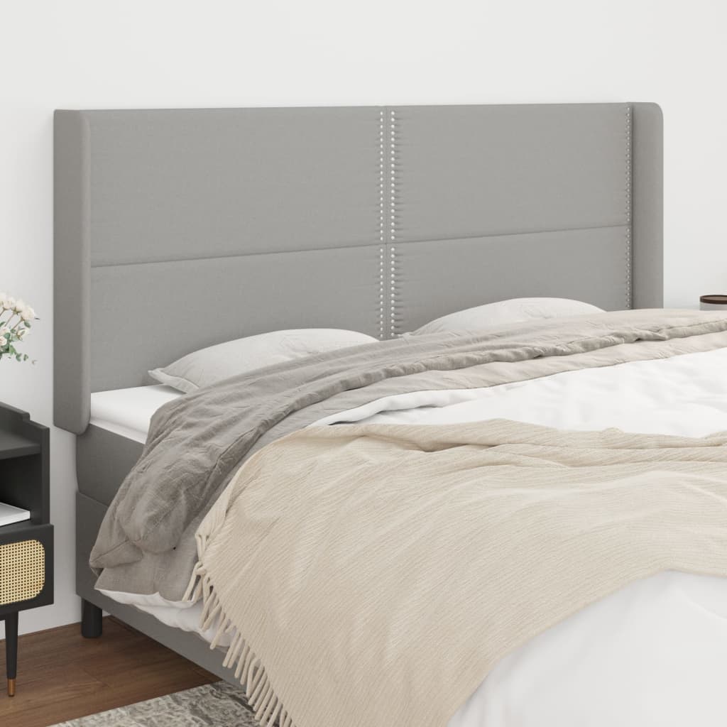 vidaXL Headboard with Ears Light Gray 72x6.3x46.5/50.4 Fabric