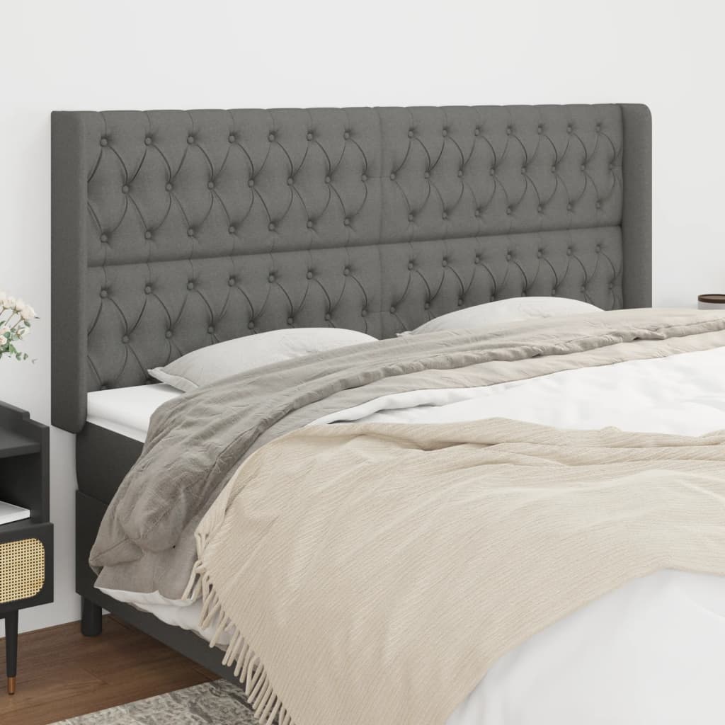 vidaXL Headboard with Ears Dark Gray 72x6.3x46.550.4 Fabric