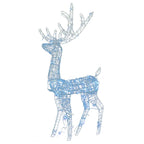 Vidaxl Pre-Lit Led Acrylic Reindeer Christmas Decorations - Set Of 3, 47.2" Tall, 140 Leds, 8 Lighting Modes, Indoor And Outdoor Use, Weather-Resistant Material, Cold White Light