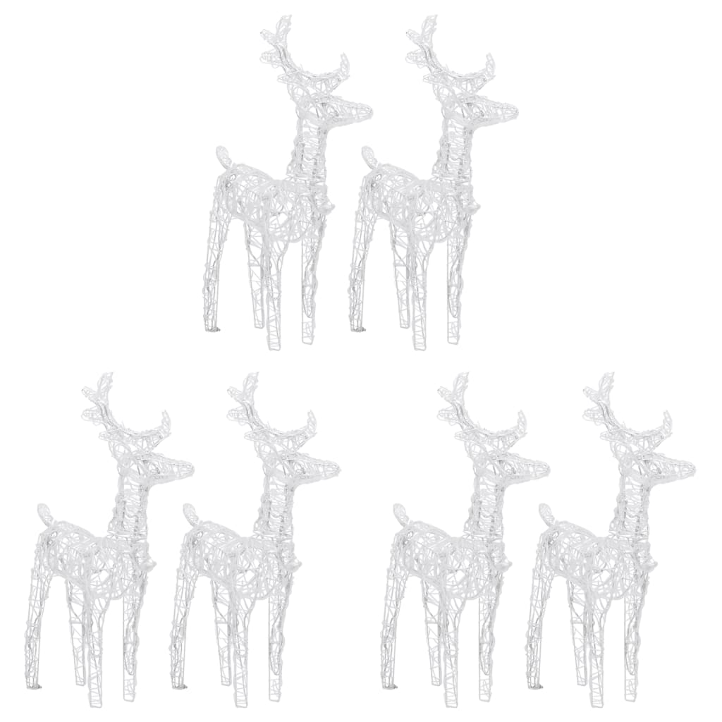 Vidaxl 6 Acrylic Christmas Reindeers With Energy-Saving Cold White Led Lights, Weather-Resistant Outdoor Decoration, Multiple Lighting Effects And Easy Assembly
