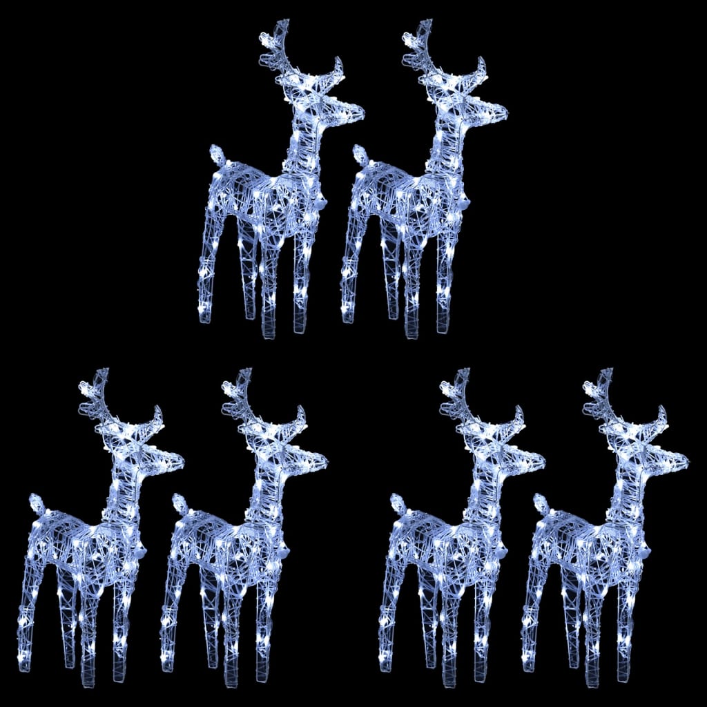 Vidaxl 6 Acrylic Christmas Reindeers With Energy-Saving Cold White Led Lights, Weather-Resistant Outdoor Decoration, Multiple Lighting Effects And Easy Assembly