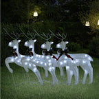 Vidaxl Christmas Reindeers 4 Pcs, Christmas Lighting Display With 80 Leds, Xmas Decoration For Indoor Outdoor, Holiday Ornament, Modern Style, White