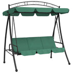 Vidaxl Green Garden Swing Bench With Canopy And Convertible Bed - Durable Oxford Fabric And Powder-Coated Steel Outdoor Furniture