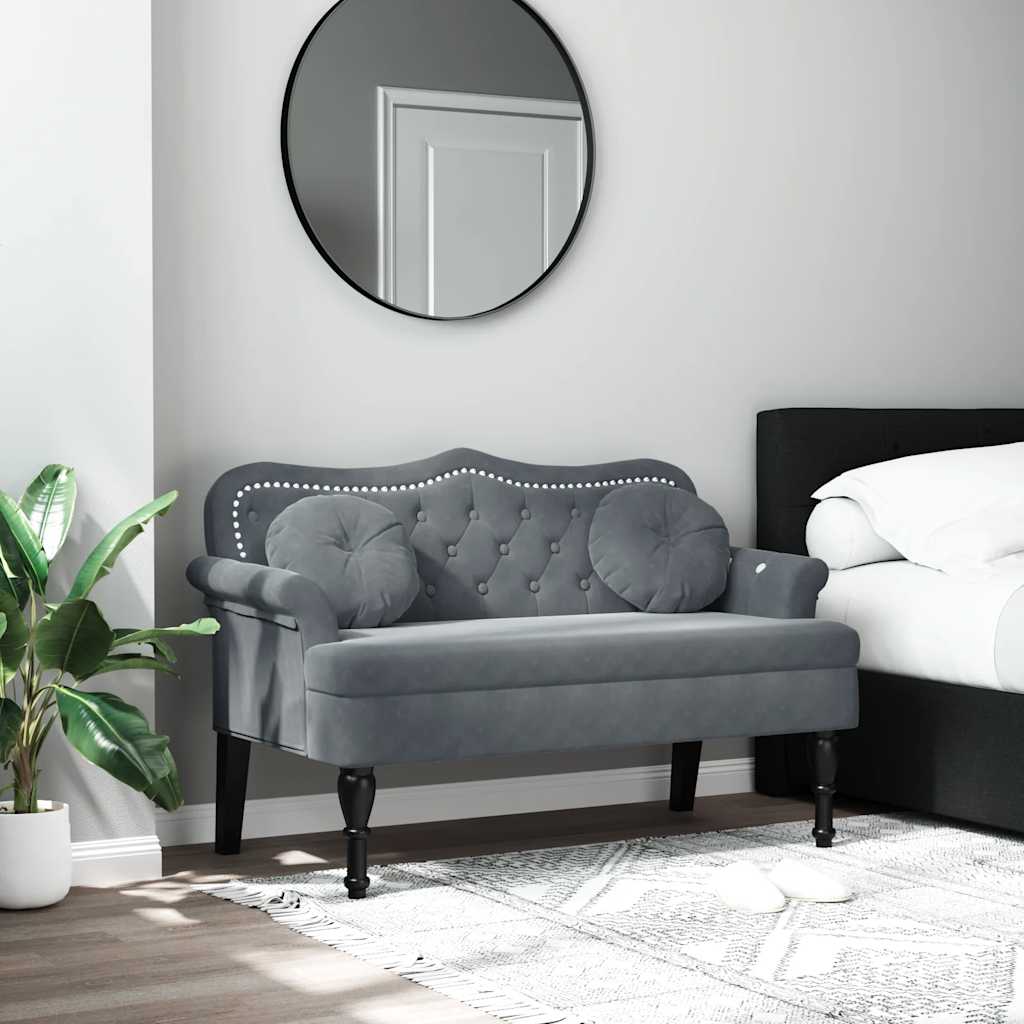 vidaXL Bench with Cushions Dark Gray 47.4x25.6x29.5 Velvet