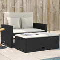 vidaXL Patio Sofa with Cushions 2Seater Black Poly Rattan