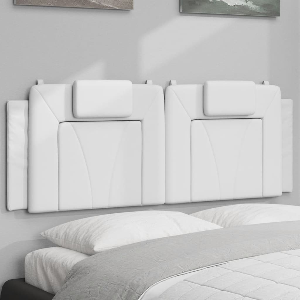 Vidaxl White Hanging Headboard Cushion In Faux Leather - 59.8" Upholstered Pillow With Foam Filling For Bedroom Comfort And Decor