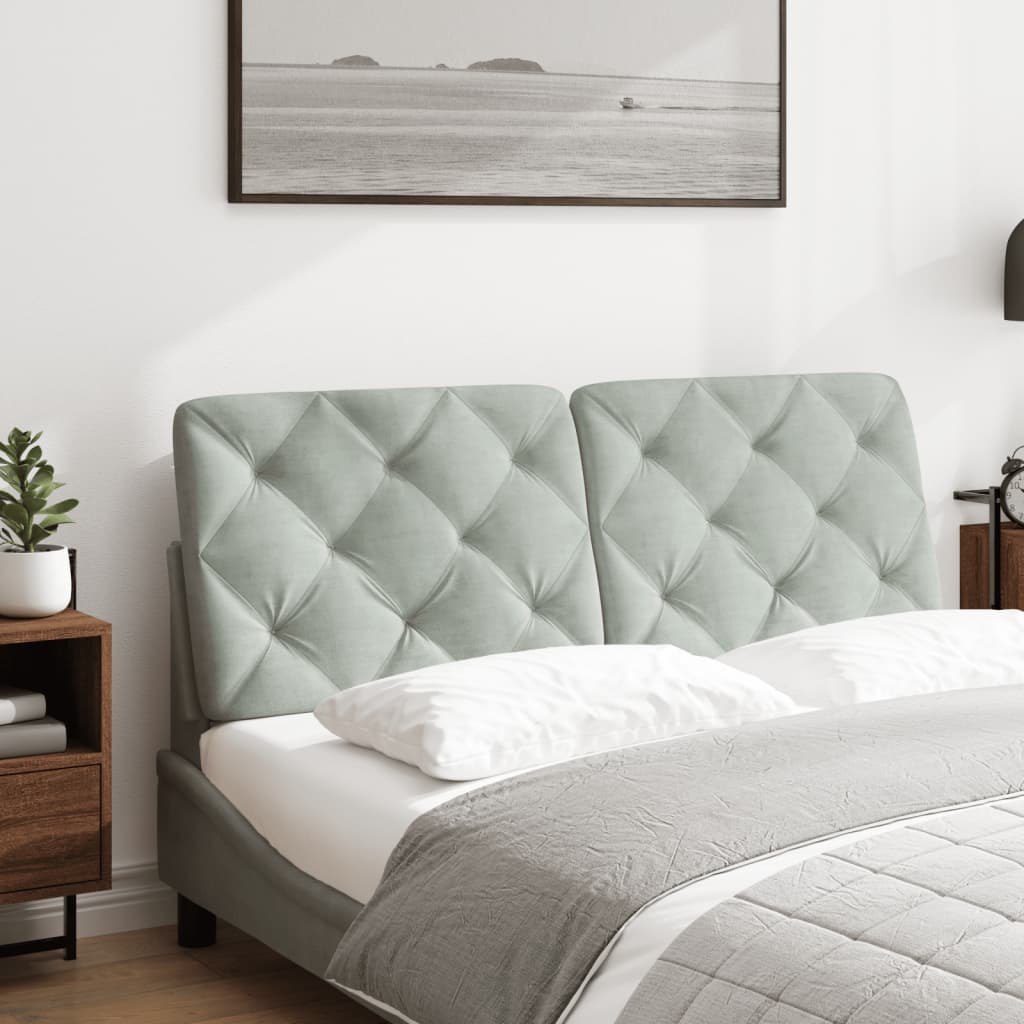 Vidaxl Hanging Headboard Cushion Light Gray 53.9" - Velvet Upholstered Pillow With Foam Filling, Easy-To-Hang Design For Bedroom Comfort And Support