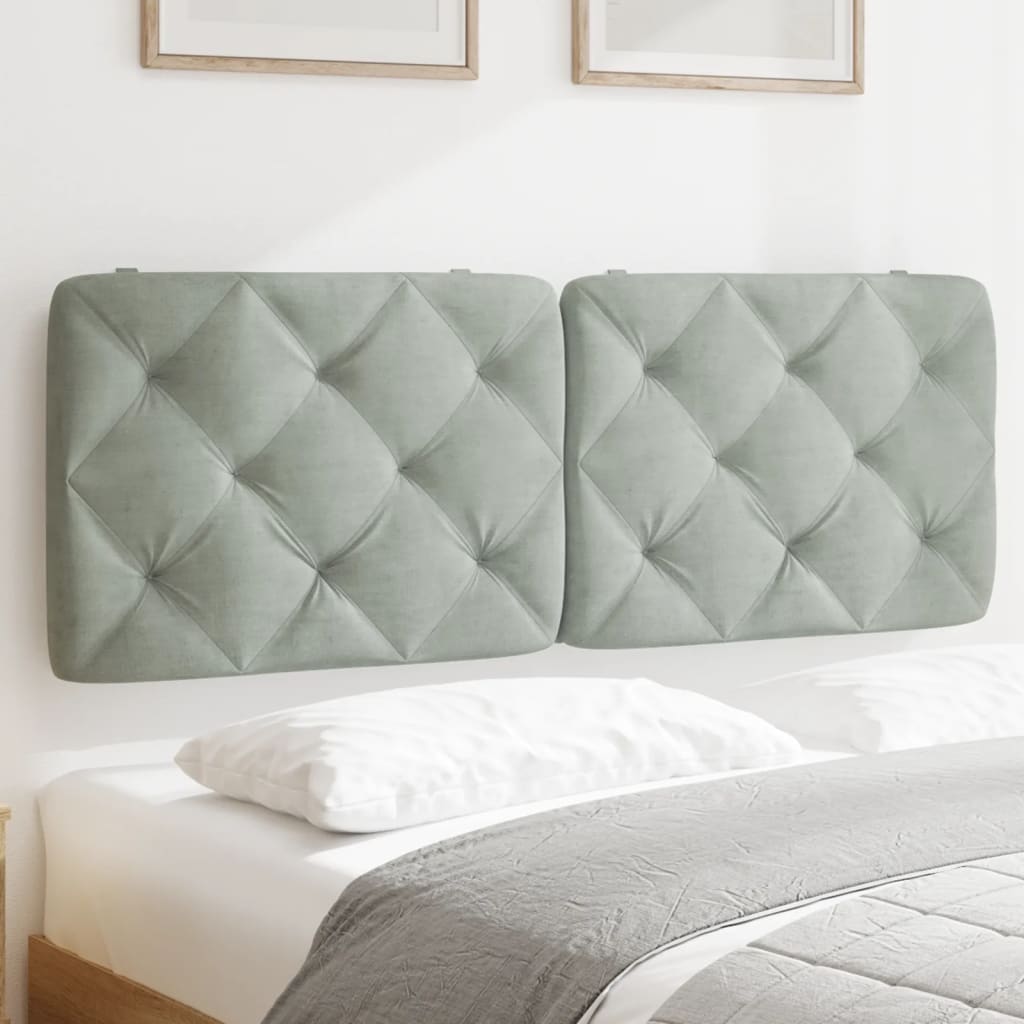 Vidaxl Hanging Headboard Cushion Light Gray 53.9" - Velvet Upholstered Pillow With Foam Filling, Easy-To-Hang Design For Bedroom Comfort And Support