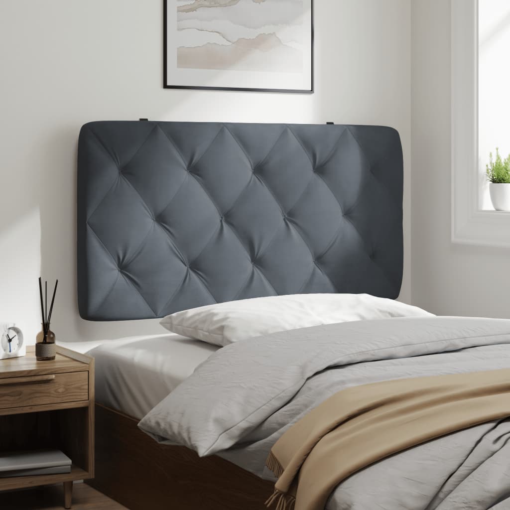Vidaxl Velvet Headboard Cushion-Dark Gray, Decorative Pillow Back, Hanging Design, Diamond Detail, Bedroom Comfort-40.2"X18.9"
