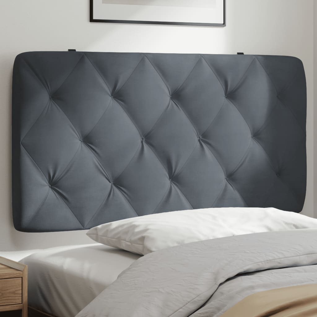 Vidaxl Velvet Headboard Cushion-Dark Gray, Decorative Pillow Back, Hanging Design, Diamond Detail, Bedroom Comfort-40.2"X18.9"