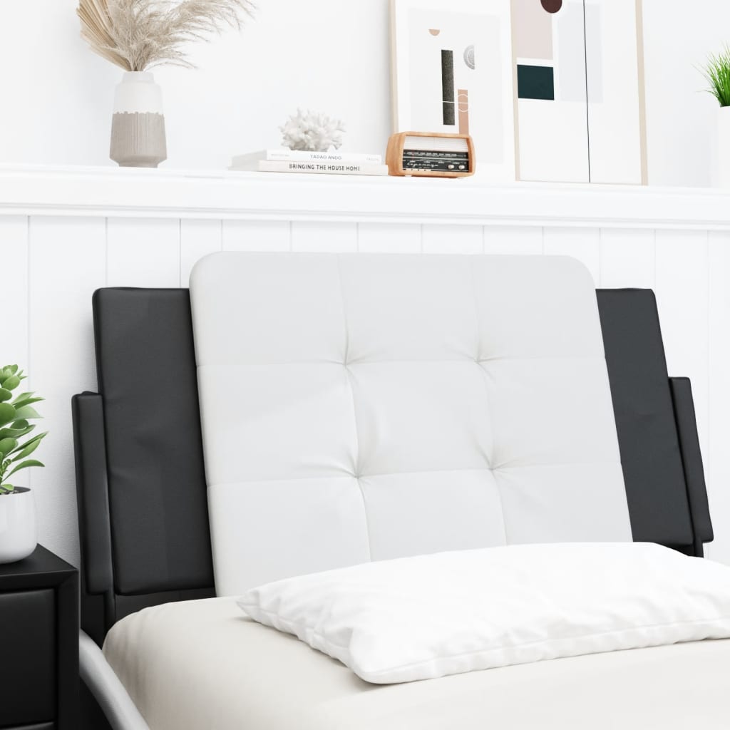Vidaxl Black And White Faux Leather Headboard Cushion - Foam-Filled Supportive Pillow For Bedroom Decor, Easy Clean, With Wall Mount Straps, 39.4"