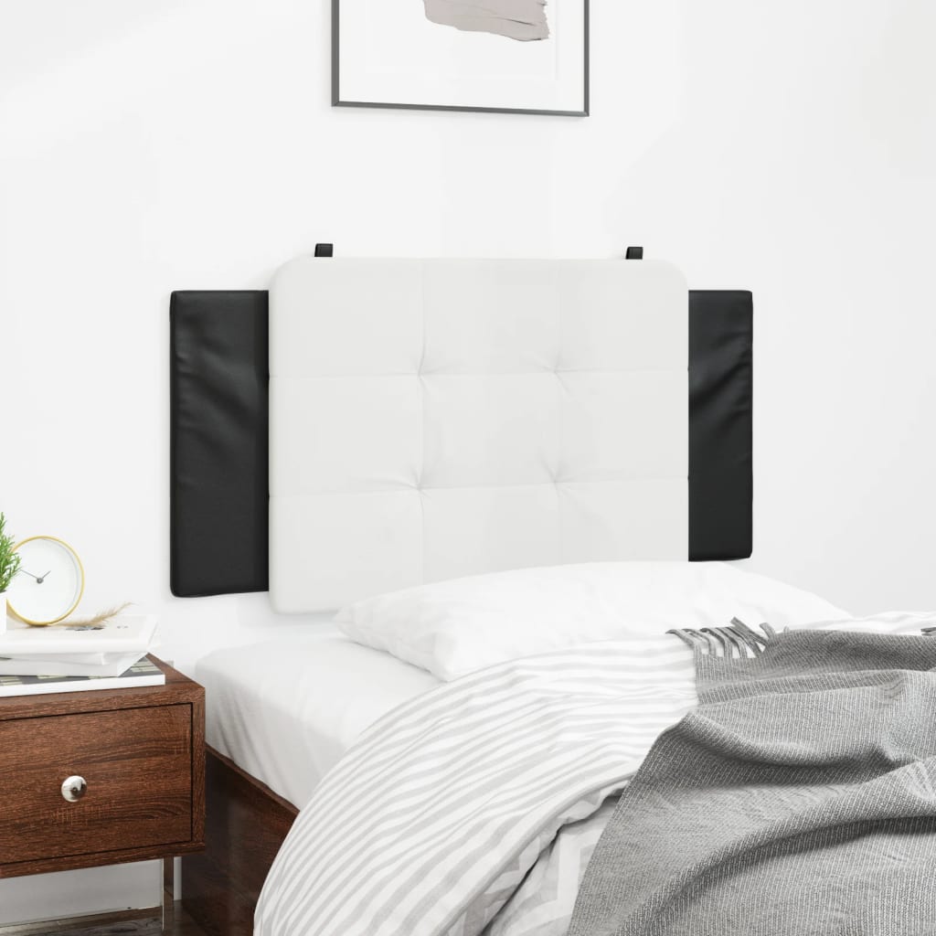 Vidaxl Black And White Faux Leather Headboard Cushion - Foam-Filled Supportive Pillow For Bedroom Decor, Easy Clean, With Wall Mount Straps, 39.4"