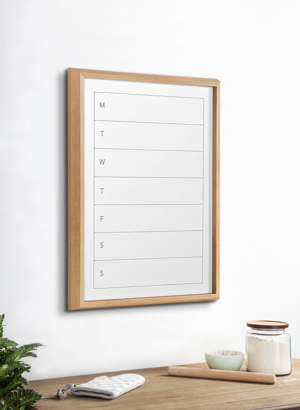 Blake Weekly Menu Framed Printed Glass by The Creative Bunch Studio