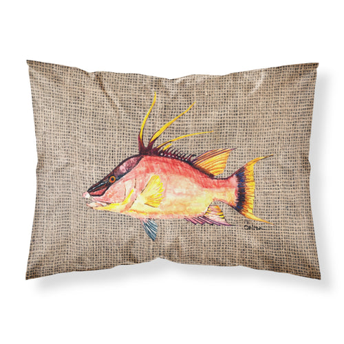 'Caroline'S Treasures 8753Pillowcase Hog Snapper On Faux Burlap Fabric Standard Pillowcase, Large, Multicolor'