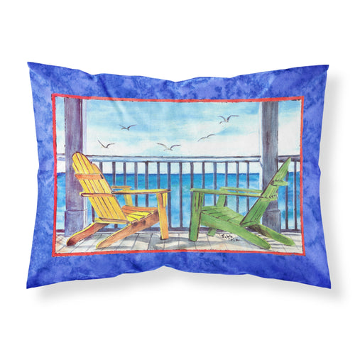 'Caroline'S Treasures 8767Pillowcase Adirondack Chairs Blue Moisture Wicking Fabric Standard Pillowcase, Large, Multicolor'