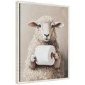 Sylvie Cute Sheep Toilet Paper Roll Toilet Bathroom Art Framed Canvas by The Creative Bunch Studio